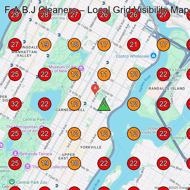 F.A.B.J Cleaners GeoGrid visibility map for Dry Cleaner in New York